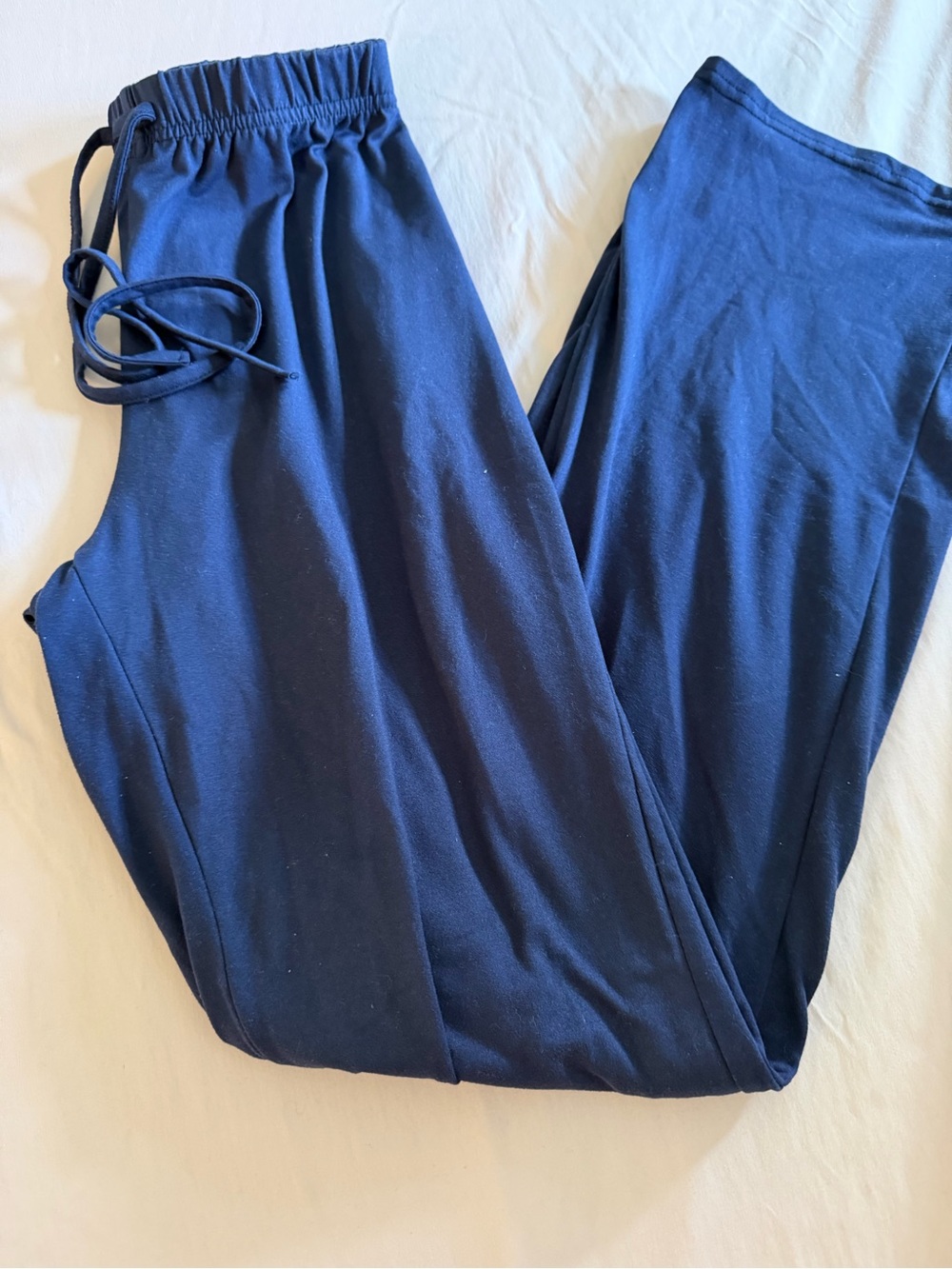 Women's Navy Drawstring Wide-Leg Track Pants